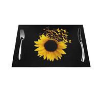 Qgwdyyjq Sunflower Floral Butterflies Art Printed Woven Placemat Table Mat Washable Table Placemat