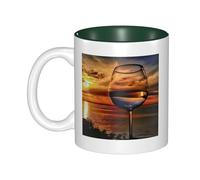 QGWDYYJQ Sunset Wine Glass Printed Mug Ceramic Mug Decorate the Beverage Cup