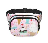 QGWDYYJQ Sweet Ice Cream Printed Square Double Layer Waist Bag Waist Pack Travel Bag