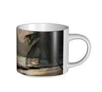QGWDYYJQ Tropical Beach Palm Tree with Full Moon Starry Night Printed Large-Capacity Ceramic Mug Hot Chocolate Mug