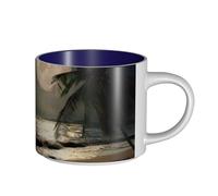 QGWDYYJQ Tropical Beach Palm Tree with Full Moon Starry Night Printed Large-Capacity Ceramic Mug Hot Chocolate Mug