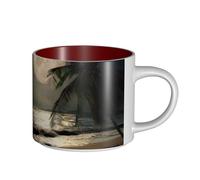 QGWDYYJQ Tropical Beach Palm Tree with Full Moon Starry Night Printed Large-Capacity Ceramic Mug Hot Chocolate Mug