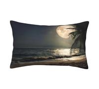 QGWDYYJQ Tropical Beach Palm Tree with Full Moon Starry Night printed Pillow Case Throw Pillow Cover decorative Cushion Cover
