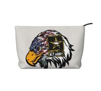 QGWDYYJQ US Army Cool American Flag Eagle Printed Corduroy Makeup Bag Travel Toiletry Bag Portable Cosmetic Bag