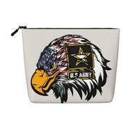QGWDYYJQ US Army Cool American Flag Eagle Printed Fake Hemp Makeup Bag Daily Storage Bag Travel Toiletry Bag