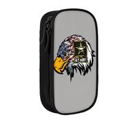 QGWDYYJQ US Army Cool American Flag Eagle Printed Large Capacity Double Layer Pencil Case Stationery Case Portable Organiser