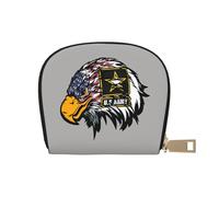 QGWDYYJQ US Army Cool American Flag Eagle Printed Leather Shell Card Bag Mini Coin Purse