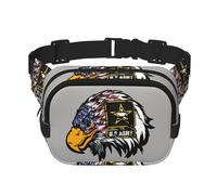 QGWDYYJQ US Army Cool American Flag Eagle Printed Square Double Layer Waist Bag Waist Pack Travel Bag