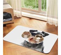Qgwdyyjq Well-Behaved Schnauzer Printed Pet Absorbent Leather Tablecloth Non-Slip Placemat