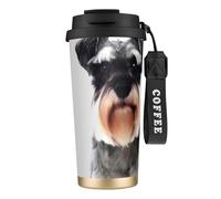 QGWDYYJQ Well-Behaved Schnauzer Printed Stainless Steel Coffee Cup Carry Insulated Coffee Mug