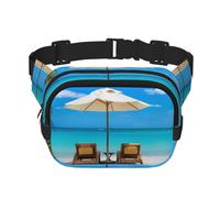 QGWDYYJQ White Beach Tropical sea Printed Square Double Layer Waist Bag Waist Pack Travel Bag