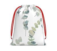 QGWDYYJQ White Natural Greenery Twig printed Drawstring Gift Bag Gift Wrapping Bag Party Decoration