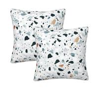 QGWDYYJQ White terrazzo printed Square pillow Set of 2 Throw Pillow Cover