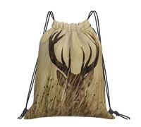 QGWDYYJQ Whitetail Deer Fawn in Wilderness Stag printed Large-sized casual drawstring backpack Drawstring Bag Gym Bag