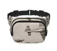 QGWDYYJQ World War 2 Aircraft Airplane Printed Square Double Layer Waist Bag Waist Pack Travel Bag
