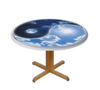 QGWDYYJQ Yin Yang World printed Oxford fabric round tablecloth Fitted Round Table Cover