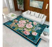 QGYFRE Hall Runner Rug Lounge Rugs Washable Mats And Green pink floral carpet. bedroom carpets Blue. 70x140CM kids childrens