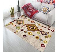 QGYFRE Small Rug Carpet Floor rugs for living room Red retro geometric carpet. machine washable The color sand 50x80CM area big