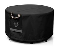 QH.HOME Fire Pit Cover Round Super Waterproof, 28" D X 16" H Outdoor Round Firepit Cover 600D Strong Tear Resistant, UPF 50+ Fire Pit Covers Premium Fading Resistant for Outdoor Fire Pit - Black