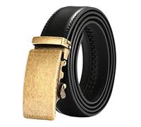 QHA Mens Leather Ratchet Belt with Automatic Buckle 35mm Wide Q69 Bronze Black 32"-38"