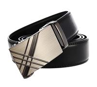 QHA Mens Ratchet Leather Belt Automatic Buckle 35mm Wide Trim to Fit Q99 Black 32"-36"
