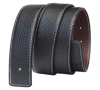 QHA Mens Reversible Leather Belts Replacement Belt Strap no Buckle 34mm Wide Q11 Black/Brown 32"-36"