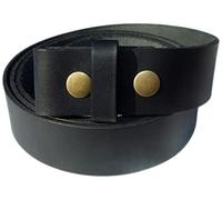 QHA Mens Snap on Leather Belt for Men Full Grain Belt Strap No Buckle Q77 Black 52"-56" 4XL