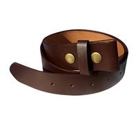 QHA Mens Snap on Leather Belt for Men Full Grain Belt Strap No Buckle Q77 Brown 48"-52" 3XL