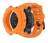 QHBAMD Silicone Watch Bands Compatible for Garmin Instinct 3 AMOLED 45mm/50mm with Protective PC Case - Sport Waterproof Breathable Adjustable Straps for Men Women (Orange,50MM)