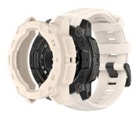 QHBAMD Silicone Watch Bands Compatible for Garmin Instinct 3 AMOLED 45mm/50mm with Protective PC Case - Sport Waterproof Breathable Adjustable Straps for Men Women (Starlight,45MM)