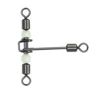 QHDJIANHUI 3 Way Swivels Fishing Heavy Duty Cross Line Three Way Swivels Fishing Tackle Saltwater Lumious Triple T Shape Barrel Rolling Swivels Pear Beads (1/0 * 1#-95Lbs-20pcs)