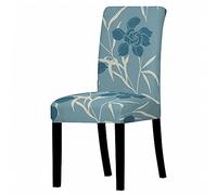 QHDXL Dining Table and Chairs Set 4 Duck Egg Blue Flower Stretch Chair Covers Room Dining Chair Covers Kitchen Chair Cover Cushion Easy Chair Cover Spandex Dining Chair Slipcovers