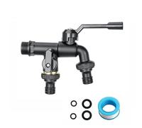 QHENS 3/4 Inch Garden Brass Outdoor Faucet, Double Black Garden Flow Tap with 2 Outlets 3/4'', Antifreeze Ball Valve, Grid & Outdoor Faucet, Irrigation System