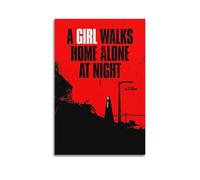 QHEUEKTSO A Girl Walks Home Alone At Night Horror Movie Poster Canvas Wall Art Decor Living Room Modern Family Bedroom 12x18inch(30x45cm) Unframe-style
