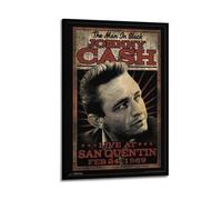 QHEUEKTSO Johnny Cash Rock Singer Poster Canvas Wall Art Decor Living Room Modern Family Bedroom 16x24inch(40x60cm) Frame-style