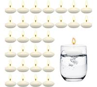 QHFlashbuy 30Pcs Round Floating Candles Set,Unscented White Floating Tealight Candles Tea Light Candle for Centerpieces Wedding Pool,Valentine's Day Pool Dinner Christmas Decoration(White)