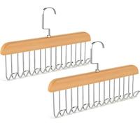 QHFlashbuy Belt Holder for Closet,2 Pack Anti Slip Hook Coat Rack Bra Hanger,Belt Organiser Tie Hanger with 8 Hooks,360° Rotating Space Saving Rack for Ties,Belts,Bras