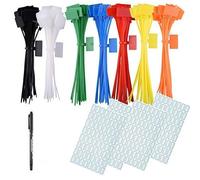 QHFlashbuy Cable Tags,250 Pieces Zip Ties Nylon Cable Ties Marker Ties,Cable Zip Tie with Tag,Nylon Labels Marker Wire Straps for Cable,Wire and Cord Management 3×150MM(7 Colors)