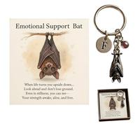 QhgPnt 1 Pc Bat Keyring, Emotional Support Gift, comes with an inspirational poem card, Unique Bat Gifts for Women, with Box, For Backpack,Car Keys