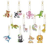 QhgPnt 12PCS DIY Diamond Painting Keyrings Making Kit, Diamond Art Keychain Making Kit for Kids, Personalised Diamond Art, Cute Creative Gift for Children & Beginners