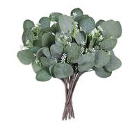 QhgPnt 15 Pcs Artificial Eucalyptuss Stems, Eucalyptus Plant, Silver Dollar Eucalyptus Plant Bulk, For Wedding, Garden, Home, Office, Indoor Outdoor Decoration