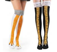 QhgPnt 2 Pairs Chicken Leg Socks, Funny Chicken Feet Socks, Knee-High Casual Cotton Socks for Cosplay and Hen Party Accessories