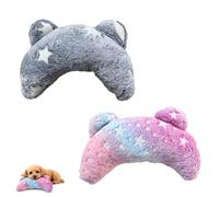 QhgPnt 2 Pcs Dog Pillow with Star Moon Pattern, Dog Pillow Bed, Soft Fluffy Half Donut Cuddler, Cozy Sleeping Cushion for Small Medium Dogs Cats, Gray & Pink, for Indoor Home Use