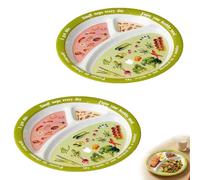 QhgPnt 2-Piece Portion Control Plates for Adults, Portion Plate, Unique Ridged Section & Food Ideas, Divided Diet Plate Set for Balanced Eating and Meal Prep