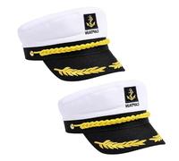 QhgPnt 2-Piece Sailor Hat Set, Captain Hats for Adults, White Sailor Hat Set, Headwear Accessory for a Boat, Water Activities and Party Costumes for Nautical Costume Parties and Themed Events