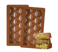 QhgPnt 2PCS Chocolate Bar Molds, Silicone, Rectangular Prism, Brown, Easy Release, Durable for DIY Pistachios Chocolate Bar Kitchen Baking