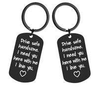 QhgPnt 2PCS Drive Safe Keyring, Keyring Gifts for Men, Safe with key, keyring for men, Drive Safe Keyring, black keyring, for Husband Boyfriend Valentines Gifts memorial gifts love gifts
