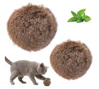 QhgPnt 2Pcs Faux Rabbit Fur Ball Cat Toy, 3.9-Inch and 3.2-Inch Oversized Catnip Interactive Cat Toy Balls, Cat Toys for Indoor Cats Adult, Chase Balls for Cats & Kittens