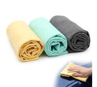 QhgPnt 3-Pack Chamois Leathers for Cars, Shammy Leather Cloth for Car Detailing, Colour Coded Car Drying Towel Set, Absorbent Hair Towel and Window Cleaning Cloth, 43 cm by 32 cm
