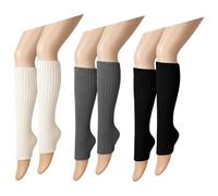 QhgPnt 3 Pairs Black Leg Warmers for Women, Soft Knit Winter Socks for Dance, Yoga, 80s/90s Themed Parties, Fashion Layering and Casual Wear, One Size Fits Most